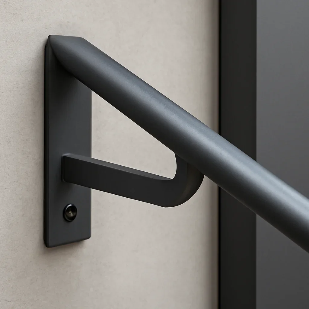 Close detail of custom architectural metalwork showing coordinated proportions, connections and finish quality