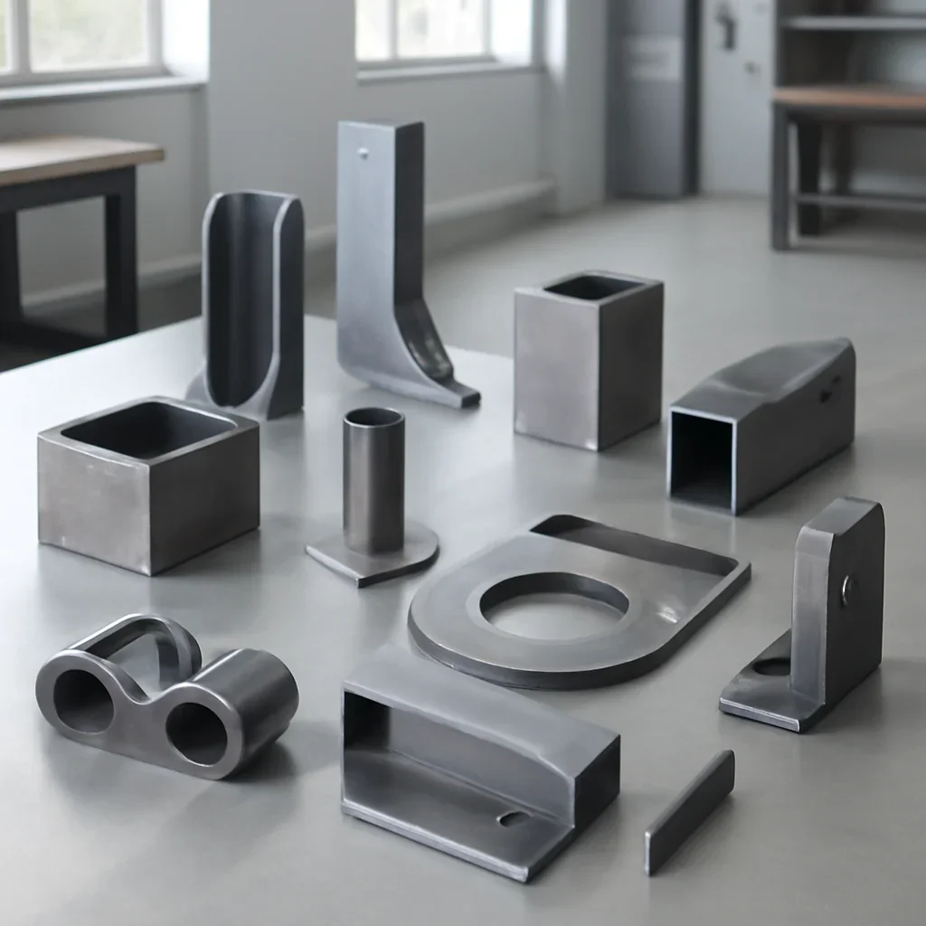Custom metal components, finish samples and drawings prepared for a project review