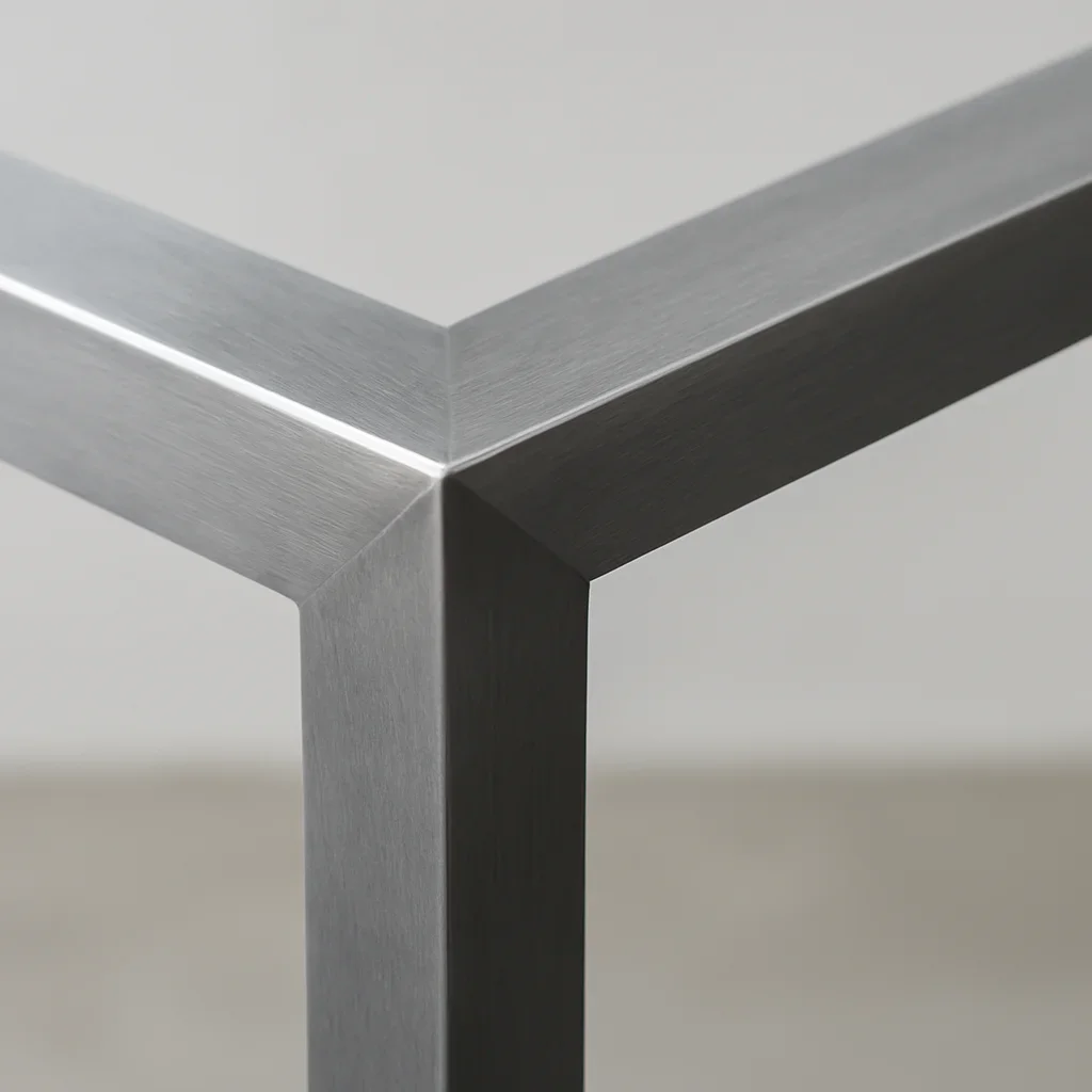 Close view of architectural metalwork showing precise alignment, refined weld finishing and coordinated exposed details