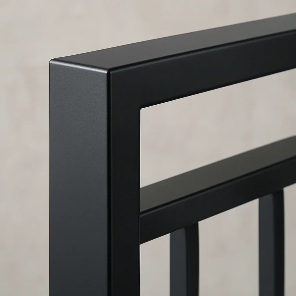 Close view of residential architectural metalwork showing clean welds, refined edges and a durable finish