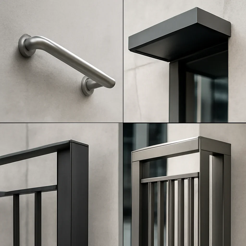 Finished architectural metalwork showing coordinated lines, connections and exterior finishes