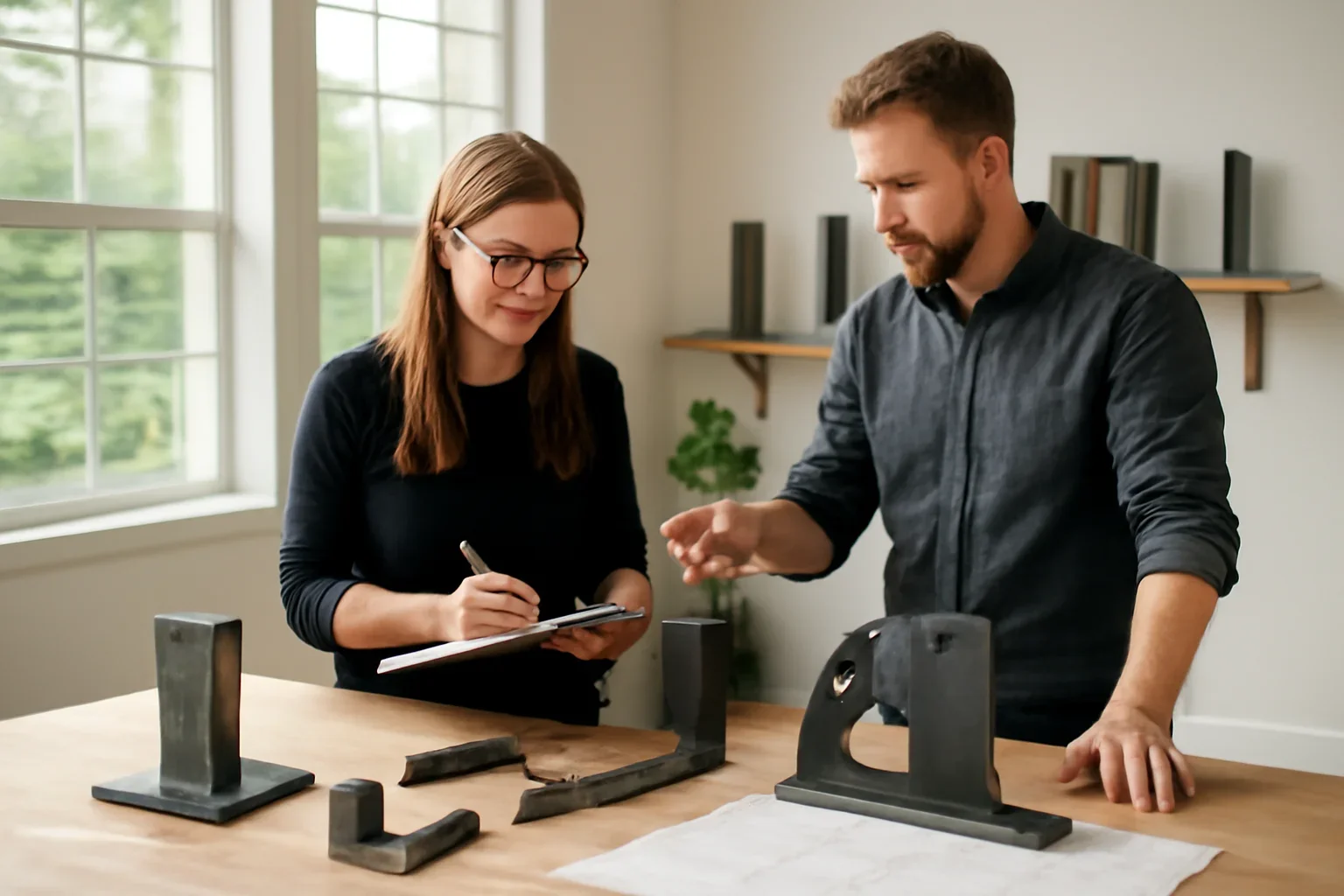 Site measurement and field verification planning for a custom architectural metalwork project