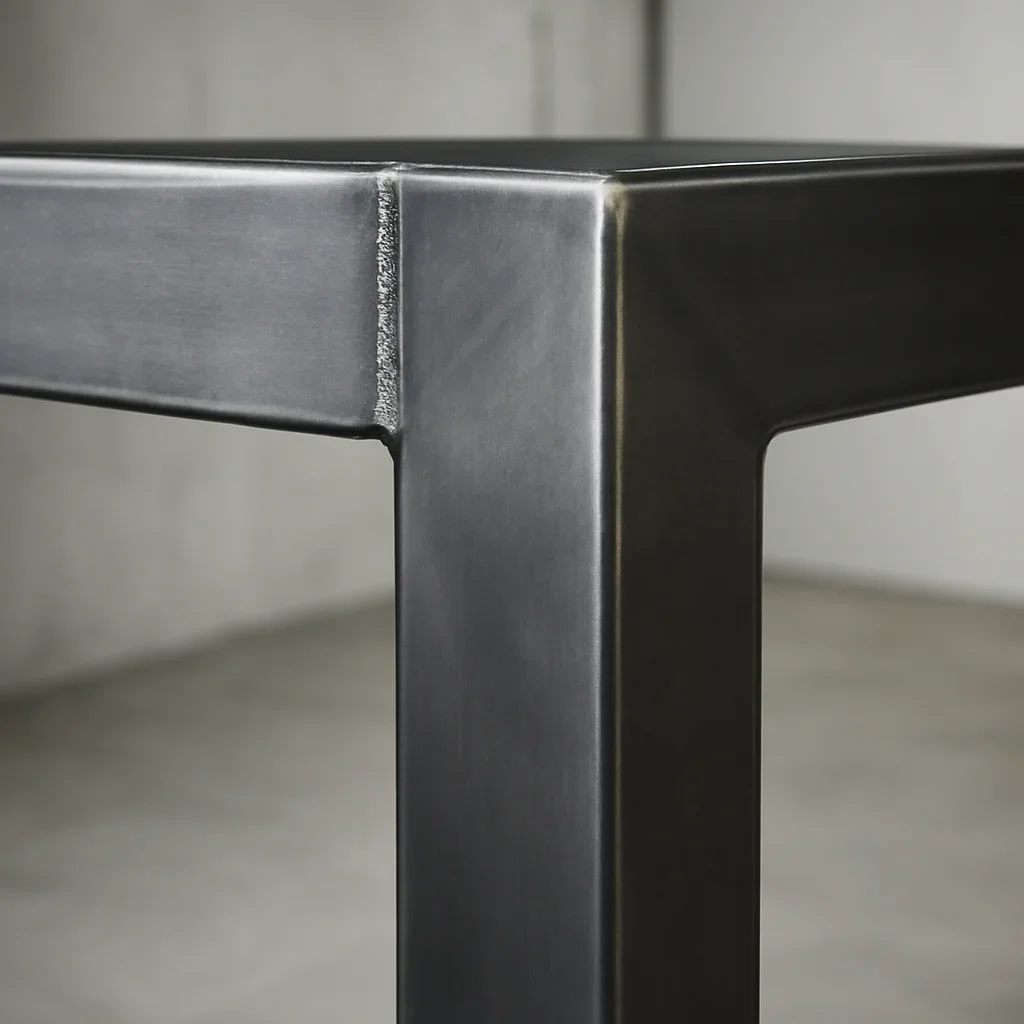 Close view of Corvallis custom metal fabrication details showing finish quality, weld precision and clean architectural lines