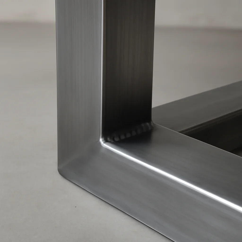 Close view of Eugene custom metal fabrication details showing clean welds, refined finish quality and architectural lines