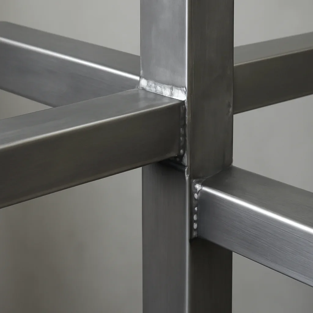 Close view of Grants Pass custom metal fabrication details showing finish quality, weld precision and clean exterior lines