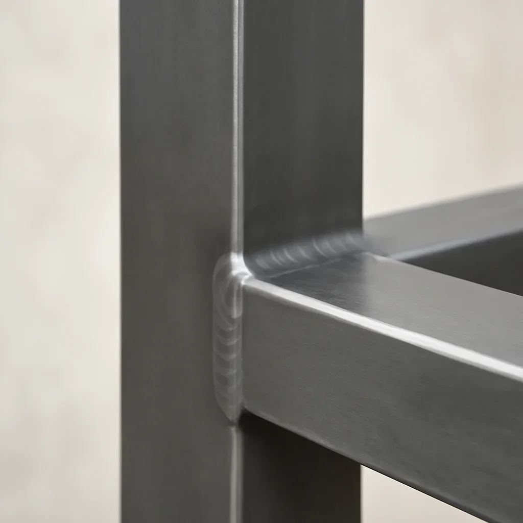 Close view of Gresham custom metal fabrication details showing finish quality, weld precision and clean architectural lines