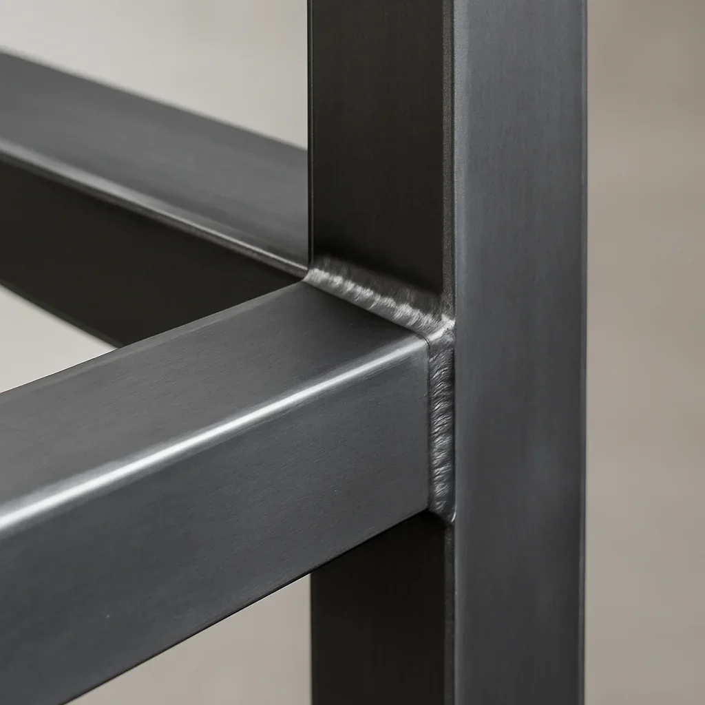Close view of Lake Oswego custom metal fabrication details showing refined finish quality, precise welds and clean architectural lines