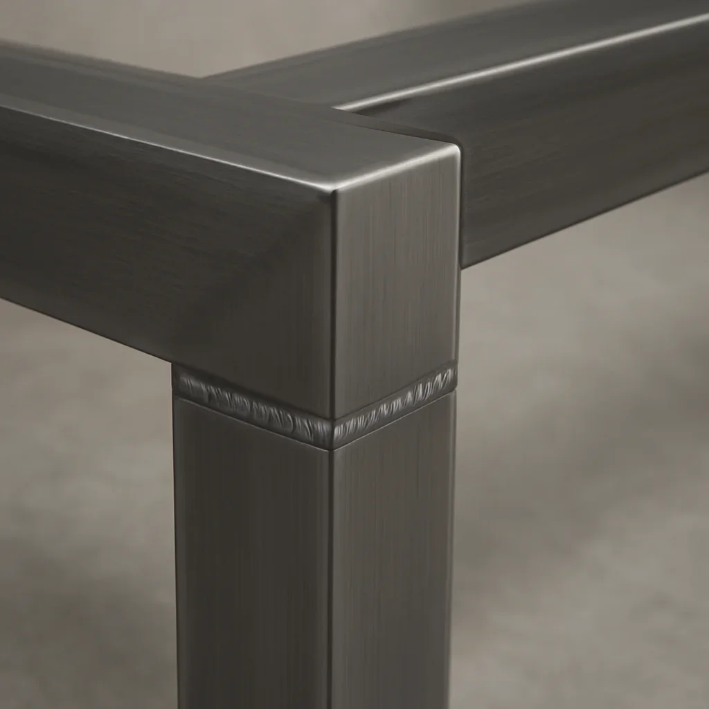 Close view of redmond or custom metal fabrication details showing finish quality, weld precision, and clean lines