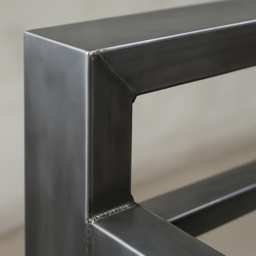 Close view of Salem custom metal fabrication details showing clean welds, refined finish quality and architectural lines