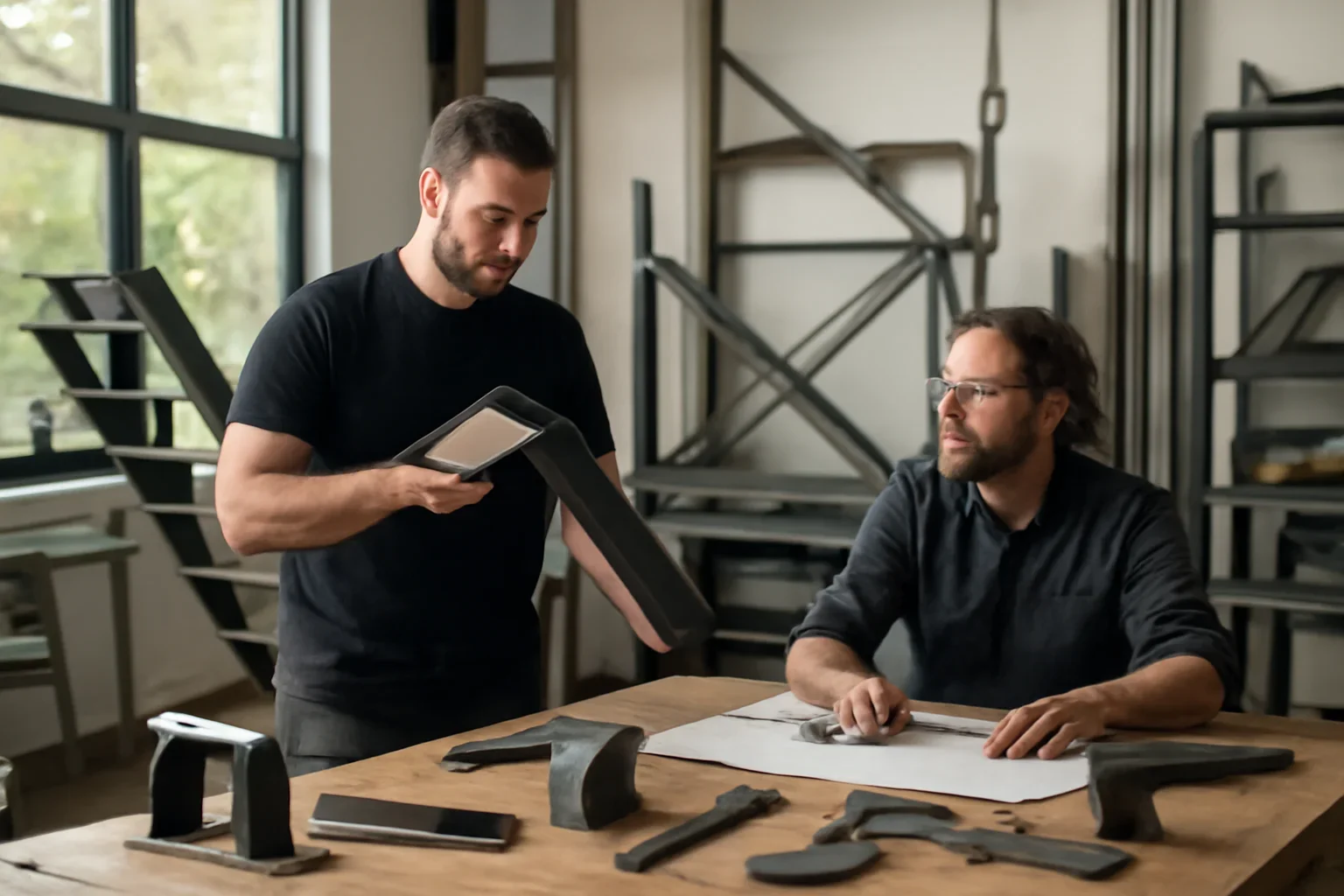 Salem custom metal fabrication planning with drawings, finish samples and architectural metal details