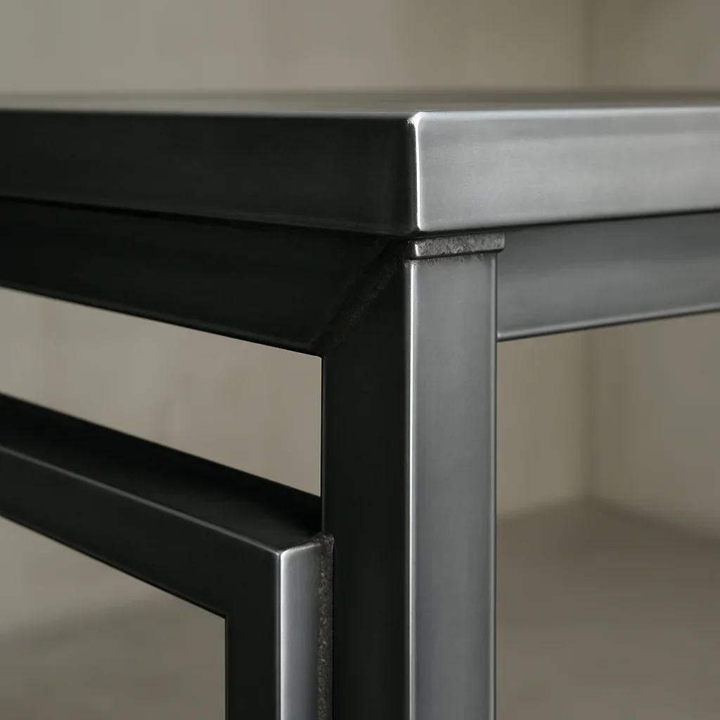 Close view of Bellingham custom metal fabrication details showing finish quality, weld precision and clean lines