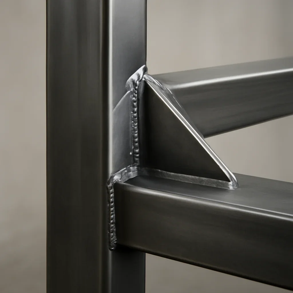 Close view of Longview WA custom metal fabrication details showing clean welds, refined finish quality and architectural lines