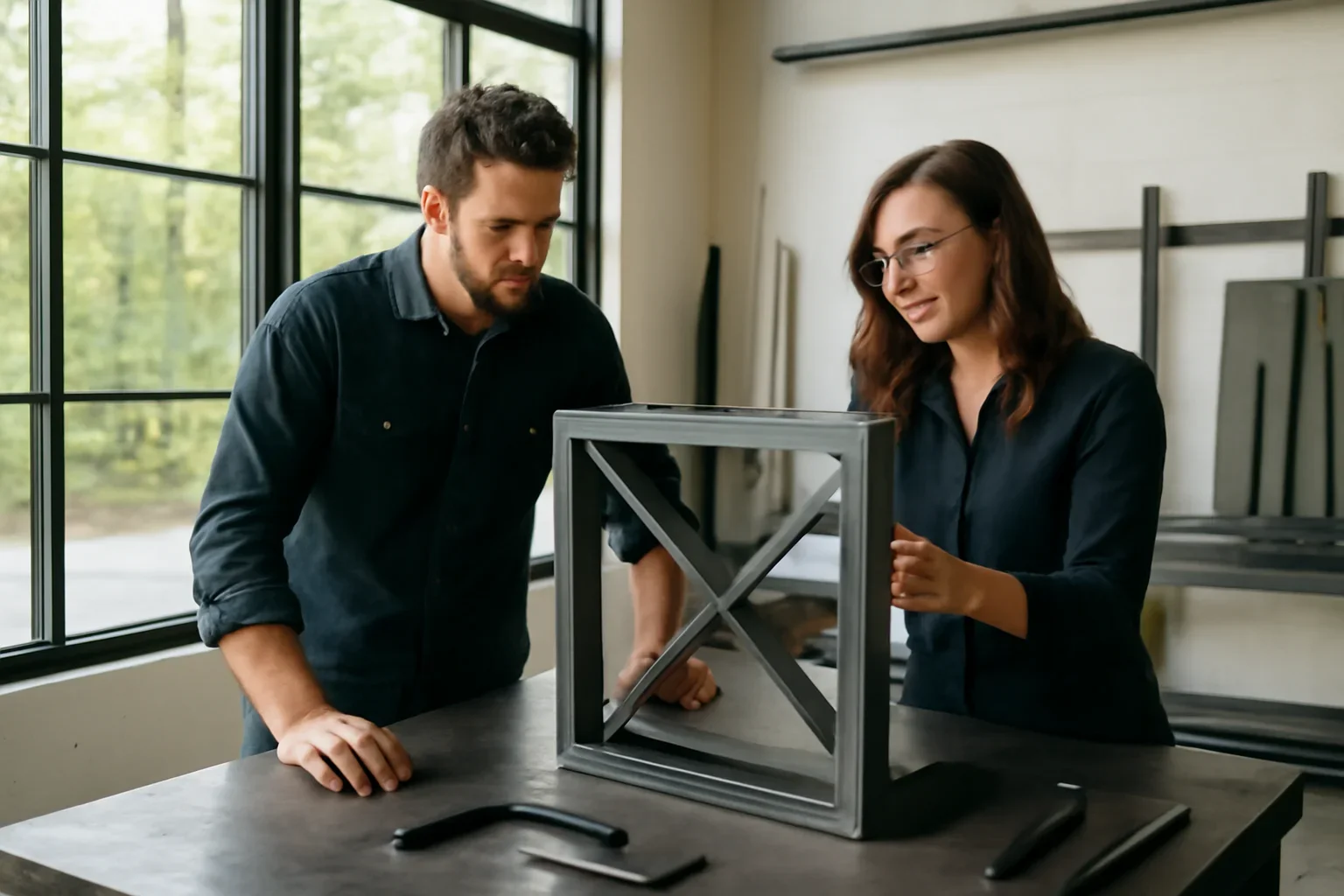 Marysville custom metal fabrication planning with drawings, finish samples and architectural metal details