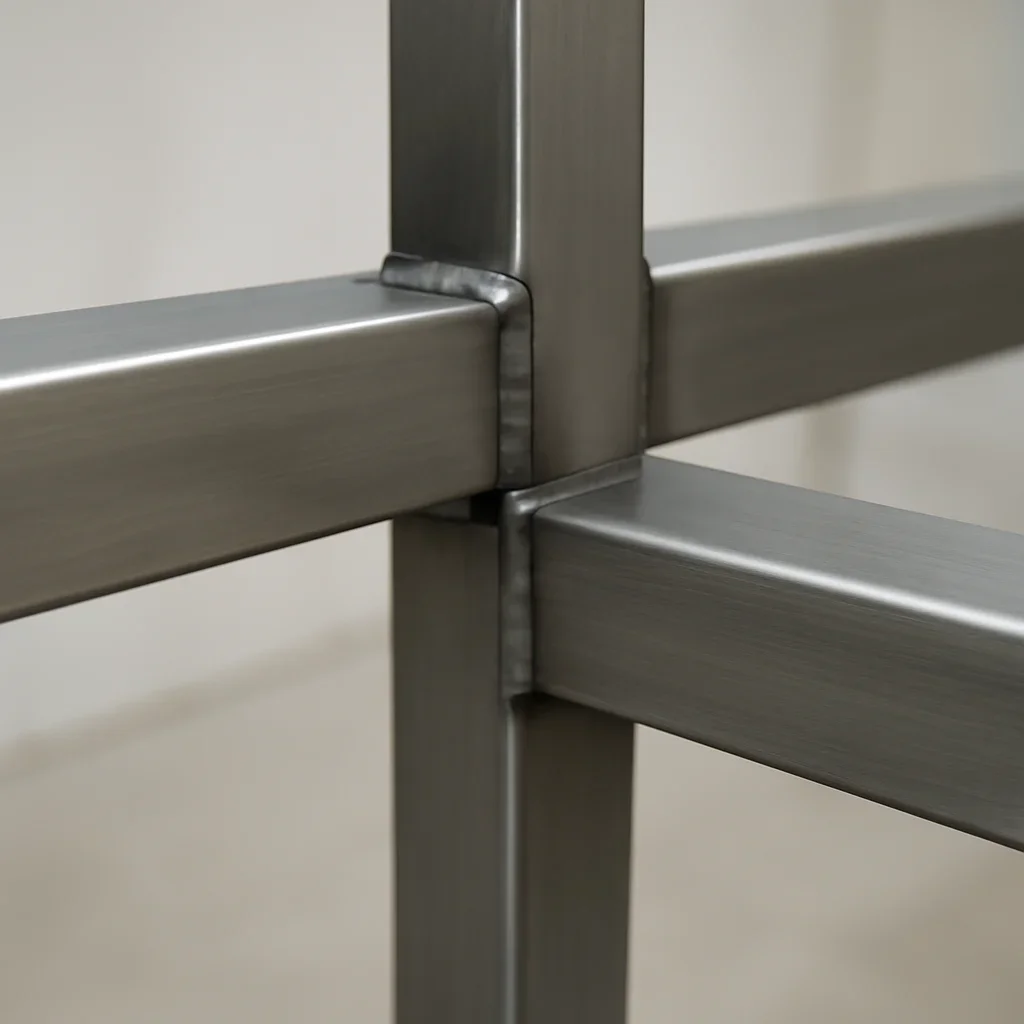 Close view of Redmond WA custom metal fabrication details with clean welds, refined finish quality and precise architectural lines