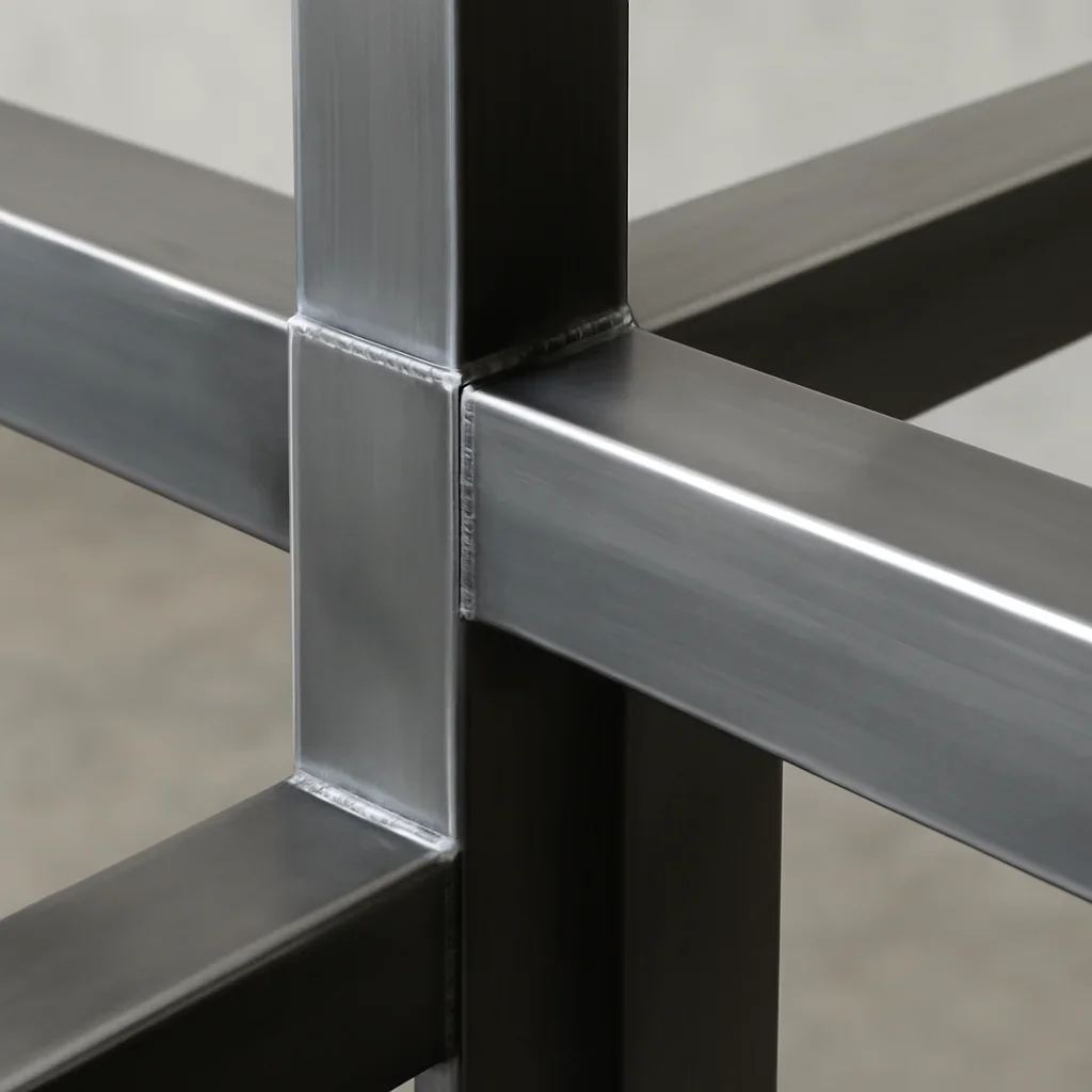 Close view of Seattle custom metal fabrication details with clean welds, refined finish quality and precise architectural lines