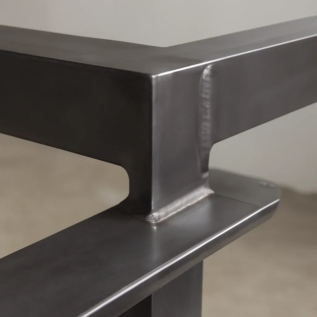 Close view of Snohomish custom metal fabrication details showing clean welds, refined finish quality and architectural lines