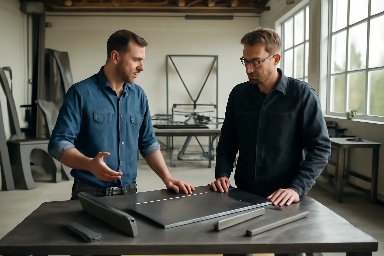 Tri-Cities custom metal fabrication planning with drawings, finish samples and architectural metal details