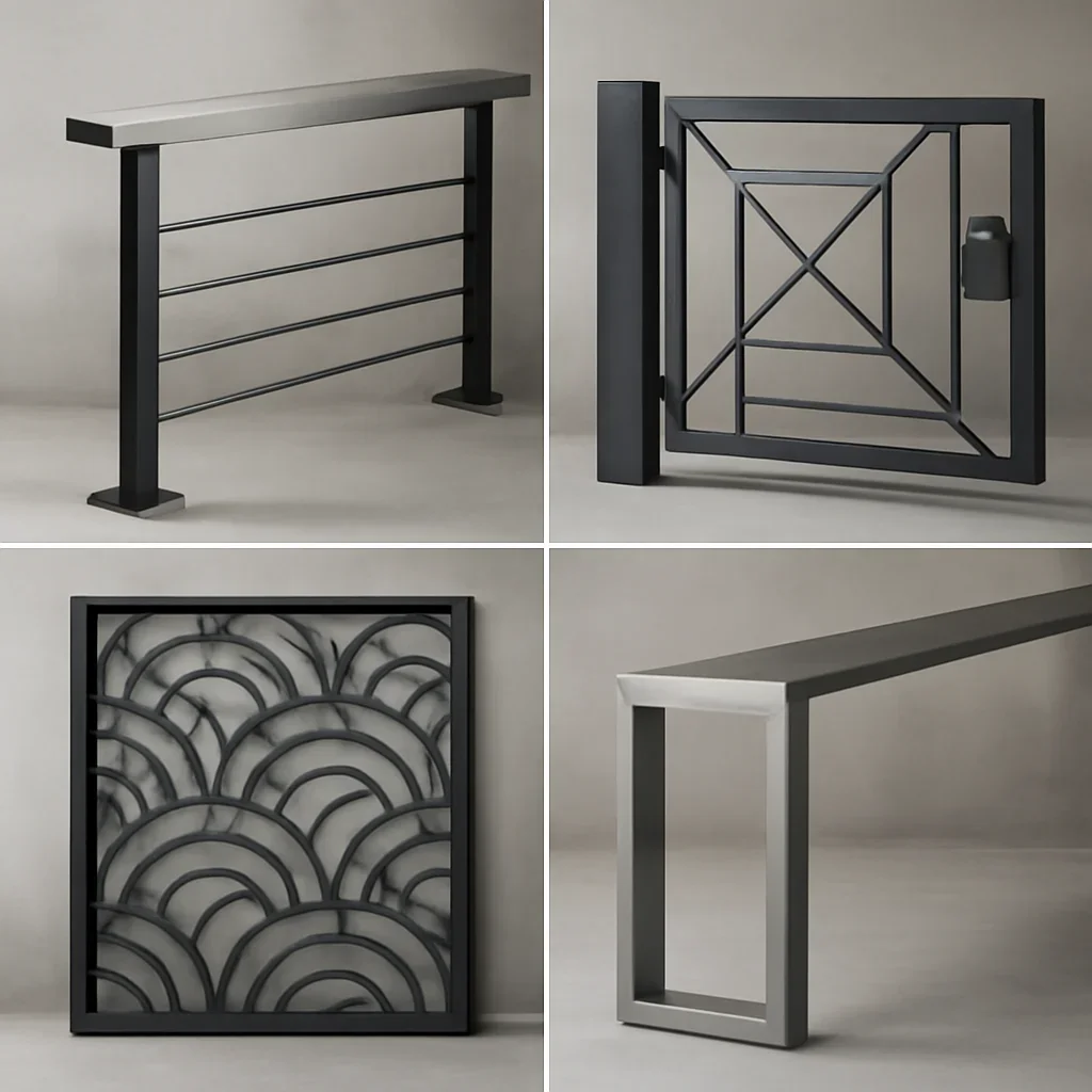 Finished metalwork examples representing pricing guide for custom metal fabrication with refined lines and durable finishes