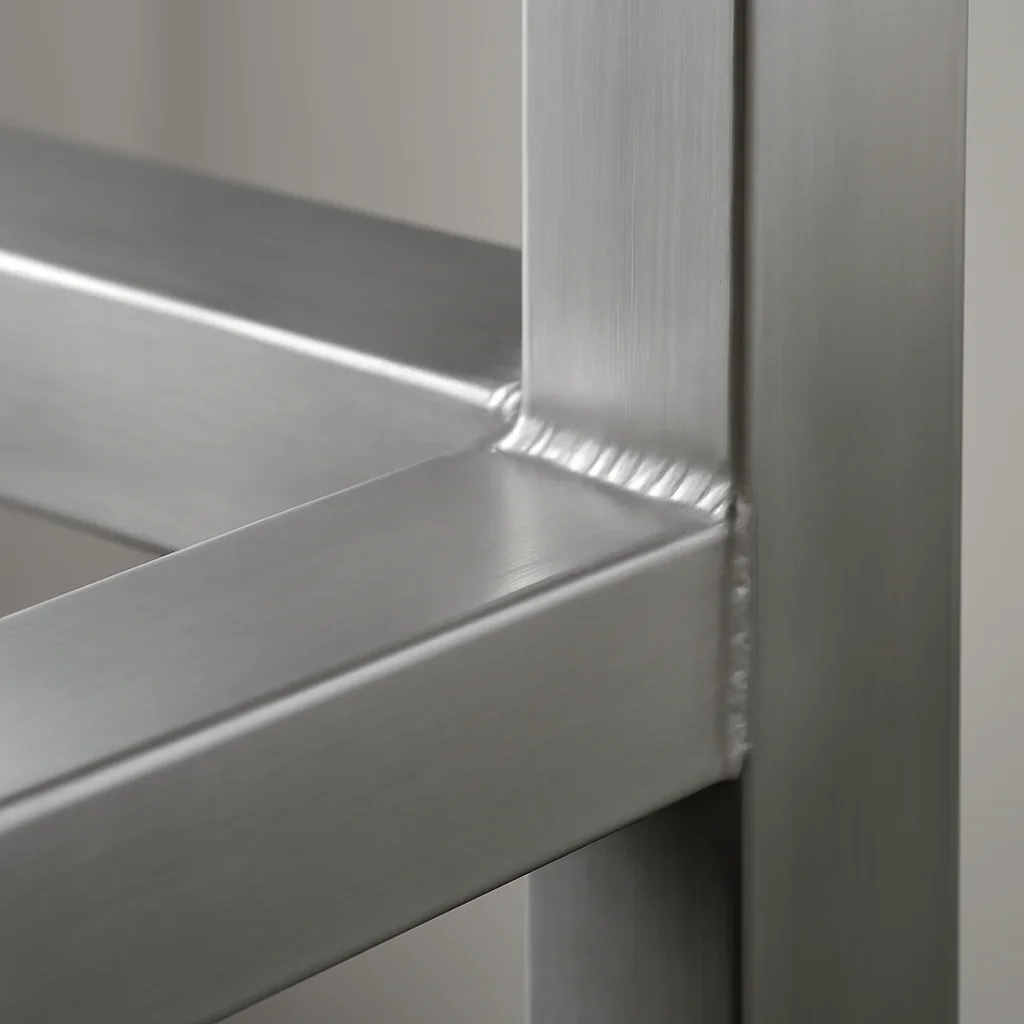 Close detail of precision architectural metal fabrication showing clean alignment and finish