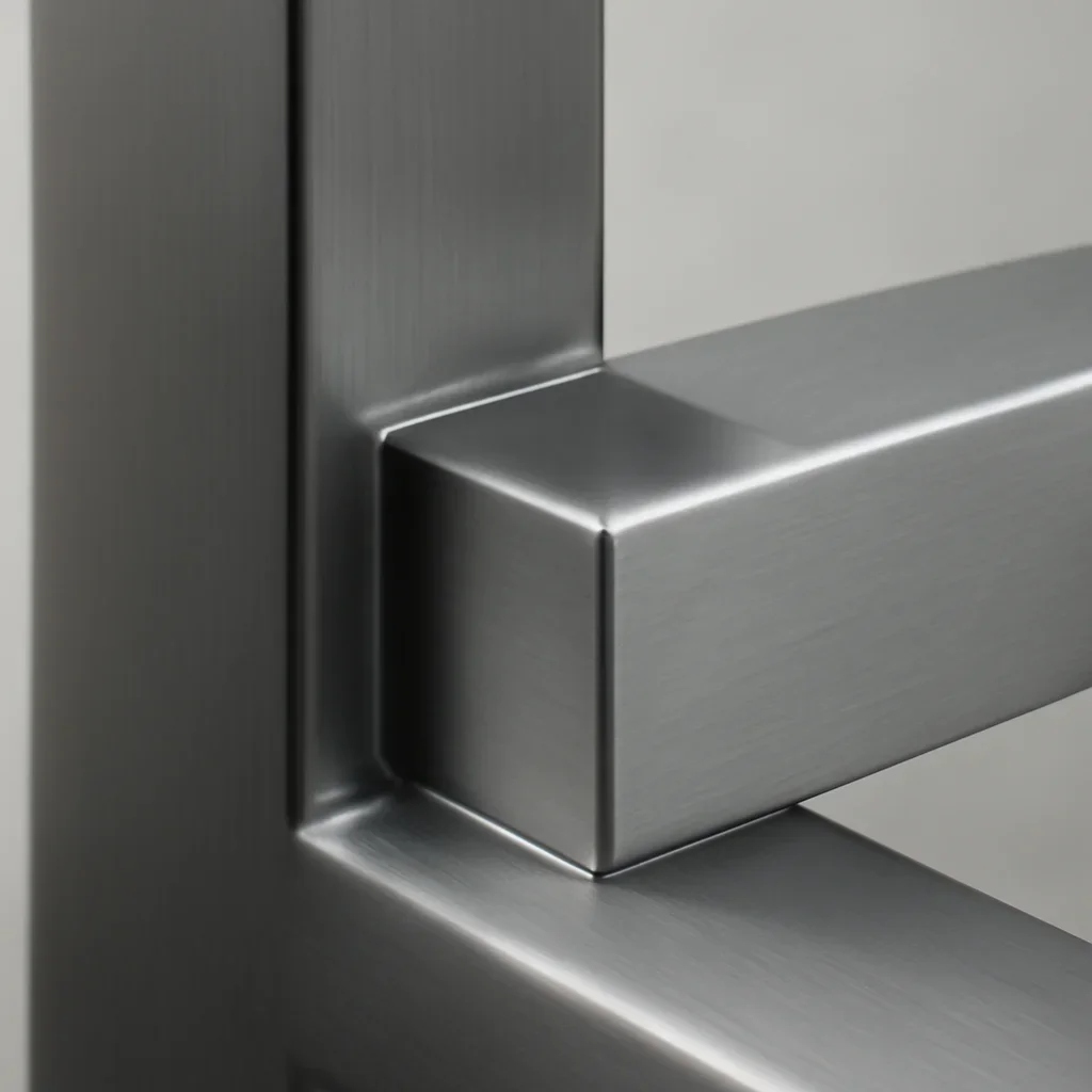 Close view of architectural metalwork showing coating quality, clean weld finishing and maintained surfaces