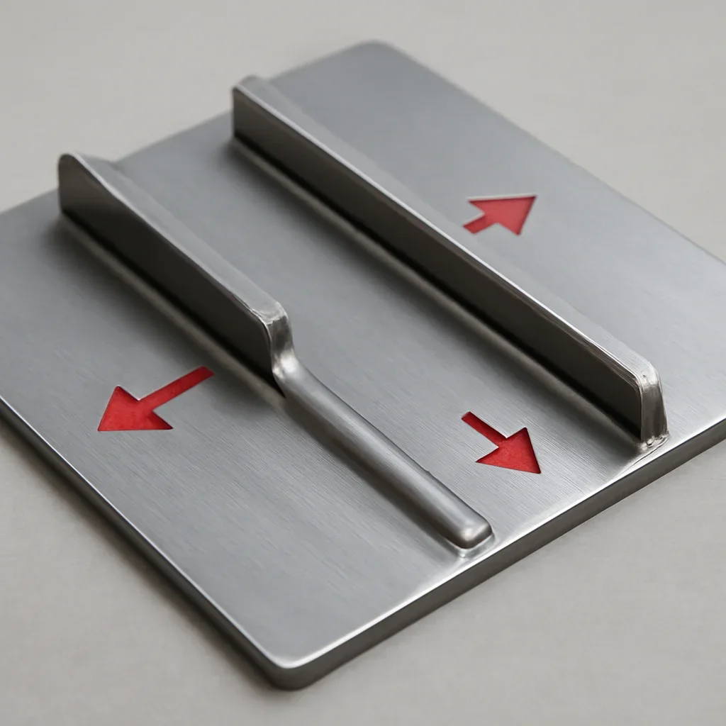 Close view of custom metal fabrication showing detailed welds, finish preparation and precise assembly